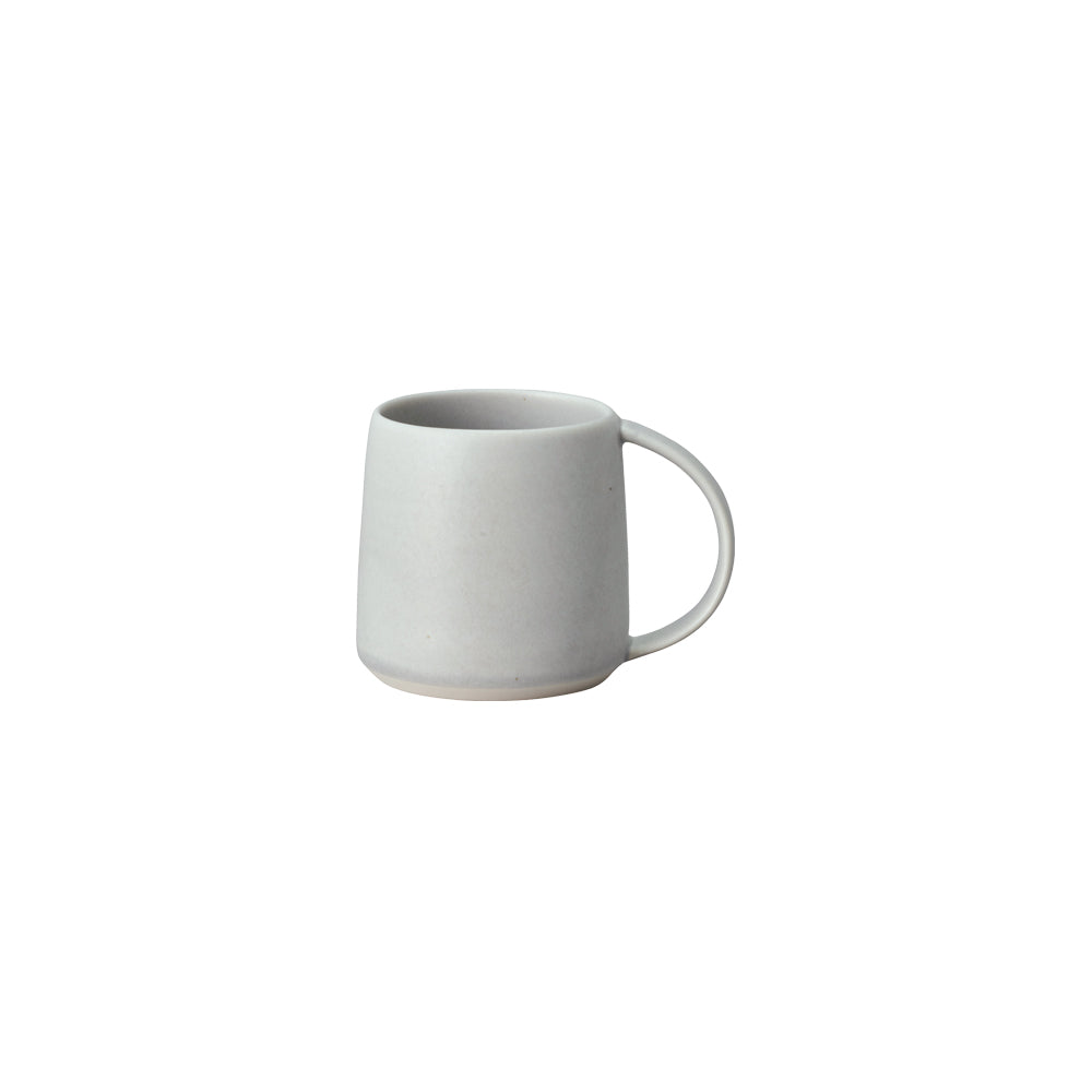 KINTO RIPPLE Porcelain Mug 105 mm, RIPPLE Porcelain Mug 105 mm in White, Beige, Pink or Grey Holding 250 mL, Microwave and dishwasher safe, Made in Japan, 10.5 x 8 x 8 cm and 230 g, White or Beige or Pink or Grey