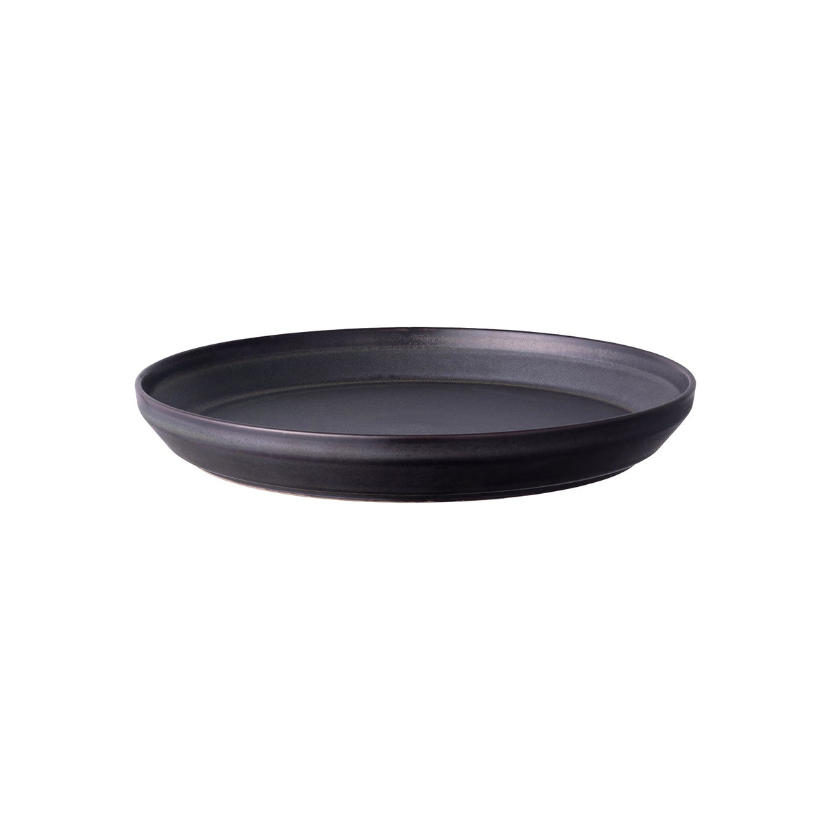 KINTO RIM Porcelain Plate 205 mm, RIM Porcelain Plate 205 mm in Earth Grey or Matte Black, Microwave and dishwasher safe, Made in Japan, 20.5 x 20.5 x 2.5 cm and 480 g, Earth Grey or Matte Black