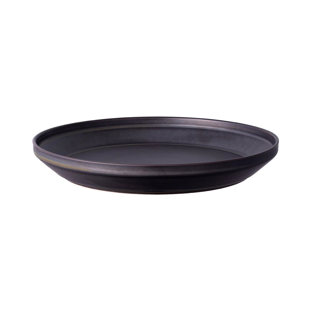 KINTO RIM Porcelain Plate 240 mm, RIM Porcelain Plate 240 mm in Earth Grey or Matte Black, Microwave and dishwasher safe, Made in Japan, 24 x 24 x 3.5 cm and 700 g, Earth Grey or Matte Black