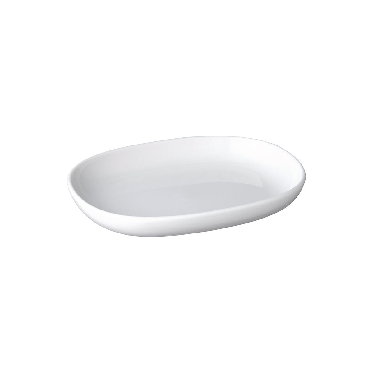 KINTO NEST Porcelain Oval Plate 195 mm, NEST Porcelain Oval Plate 195 mm in White or Blue-Green, Microwave and dishwasher safe, Made in Japan, 19.5 x 14.5 x 3 cm and 380 g, White or Blue-Green