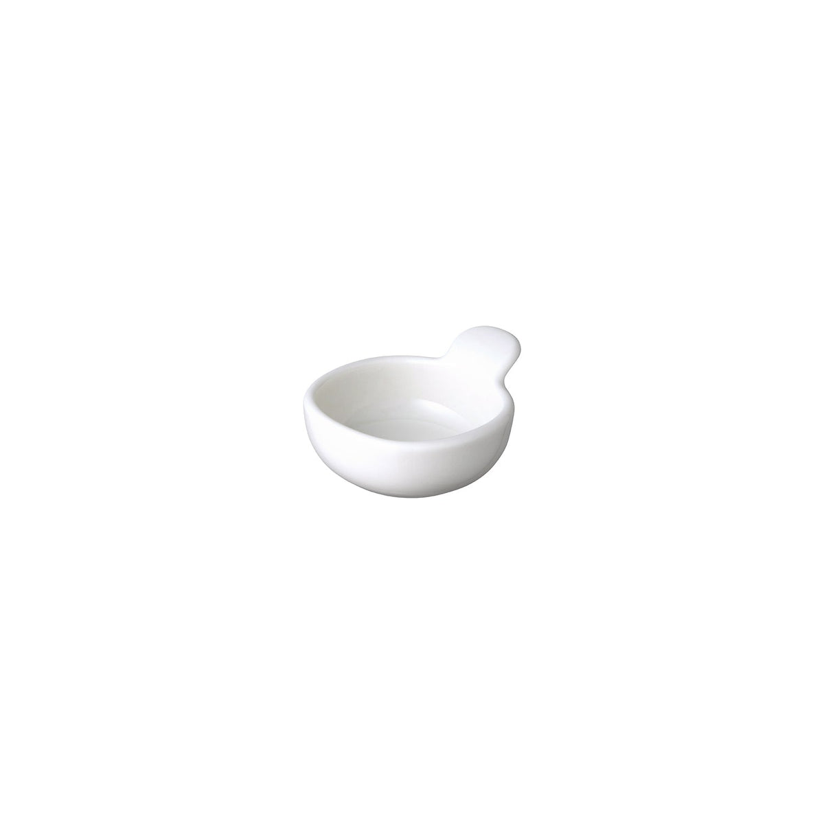 KINTO NEST Porcelain Handled Bowl 80 mm, NEST Porcelain Handled Bowl 80 mm in White or Blue-Green Holding 45 mL, Microwave and dishwasher safe, Made in Japan, 8 x 6.5 x 3.5 cm and 80 g, White or Blue-Green