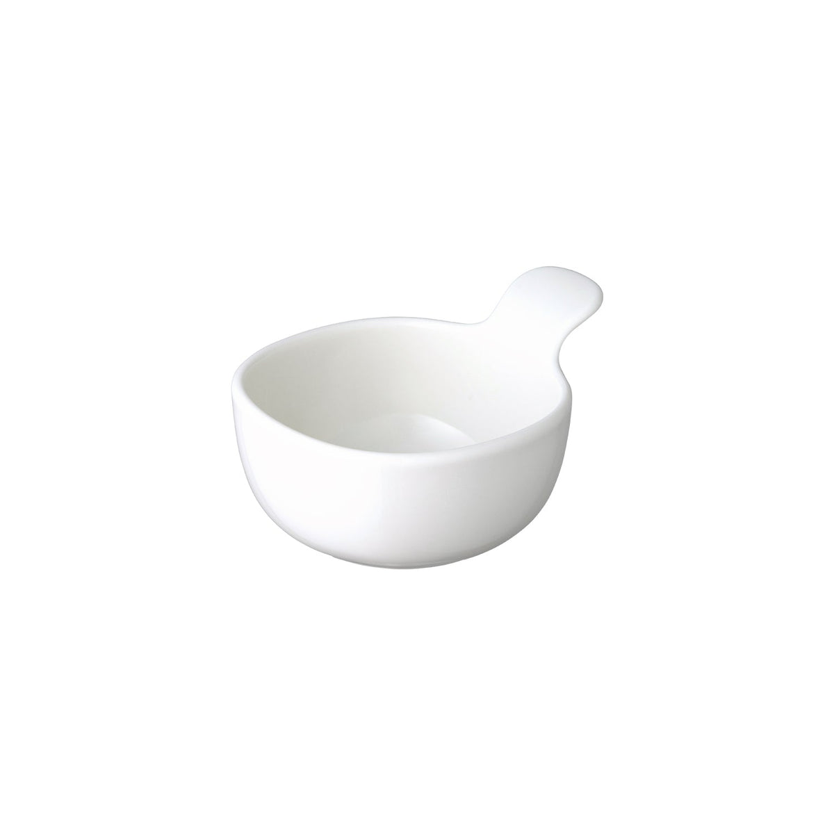 KINTO NEST Porcelain Handled Bowl 135 mm, NEST Porcelain Handled Bowl 135 mm in White or Blue-Green Holding 300 mL, Microwave and dishwasher safe, Made in Japan, 13.5 x 10.5 x 7 cm and 250 g, White or Blue-Green