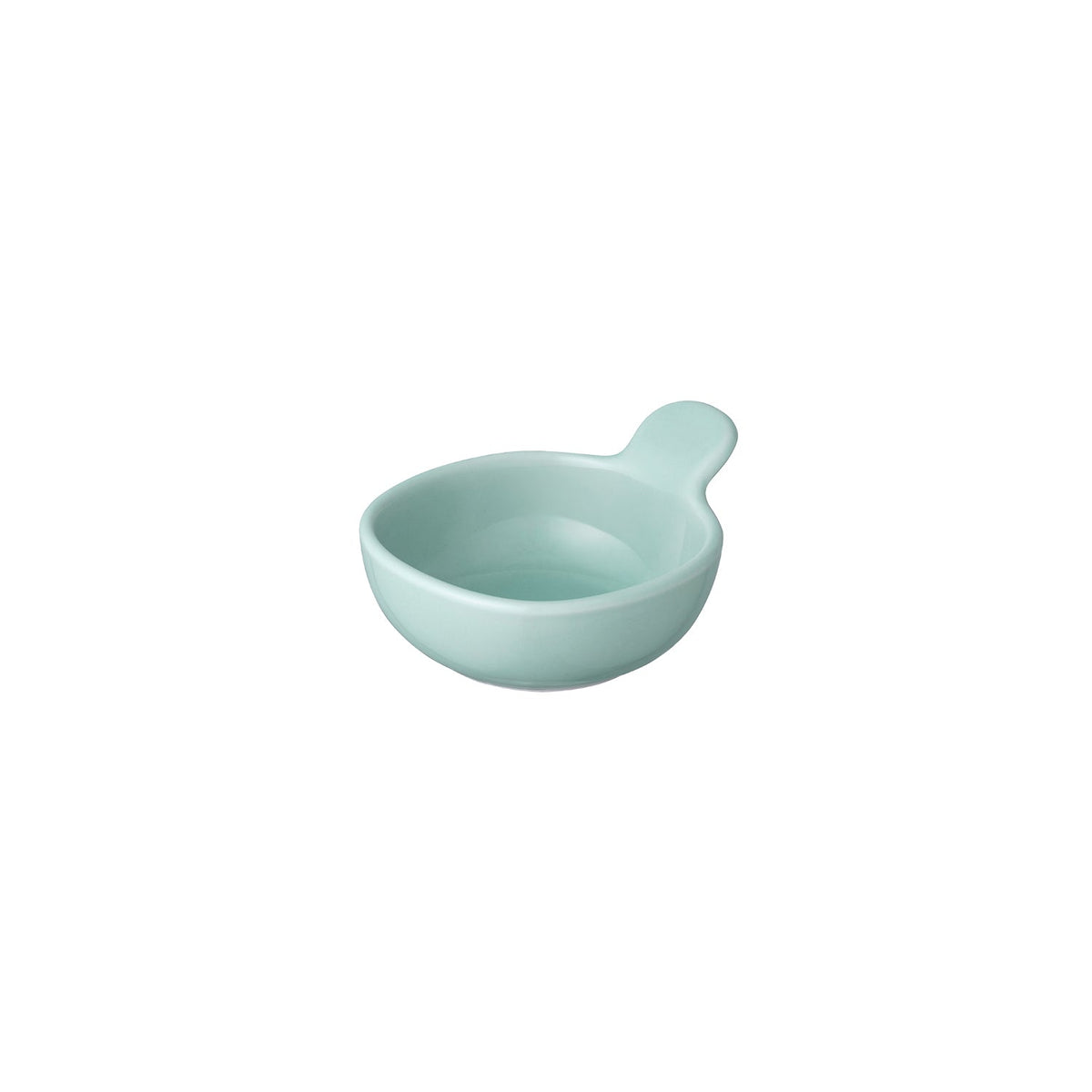 KINTO NEST Porcelain Handled Bowl 105 mm, NEST Porcelain Handled Bowl 105 mm in White or Blue-Green Holding 110 mL, Microwave and dishwasher safe, Made in Japan, 10.5 x 8.5 x 5 cm and 140 g, White or Blue-Green