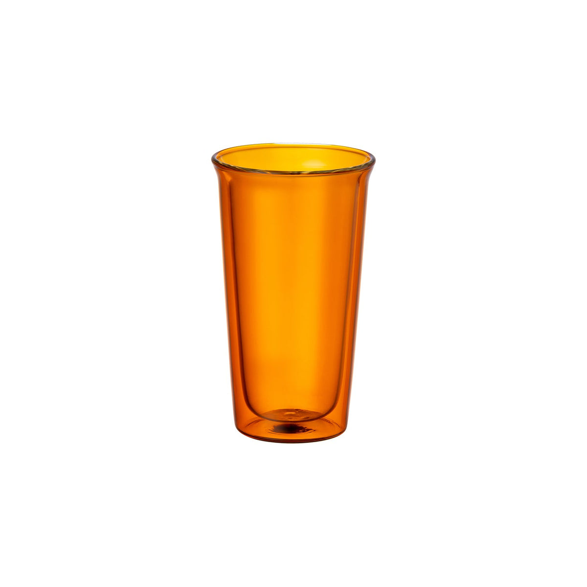 KINTO CAST AMBER Double-Wall Glass 340 mL, Amber Double-Wall Heat-Resistant Glass 340 mL for beer or cold drinks, Rated for Hot Water, Microwave and Dishwasher Safe, Made in China, 8.5 x 8.5 x 14.5 cm and 210 g, Amber
