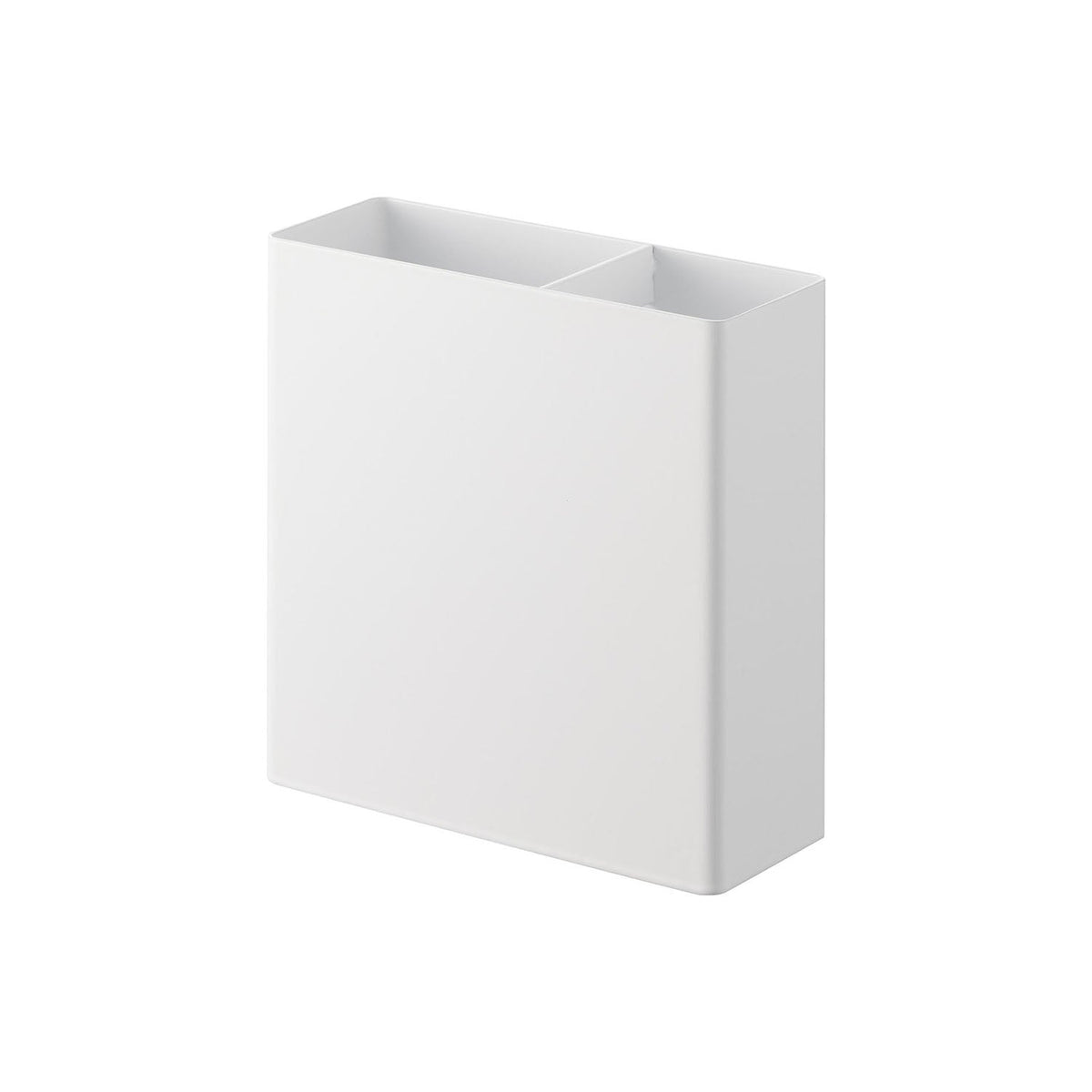 Yamazaki Tower Film-Hook Kitchen Tool Holder, Two-Slot Holder That Sticks to a Kitchen Panel, Tile or Glass Refrigerator Door by Film Hook, Holds 2 kg, 13.5 x 5.5 x 14 cm and 490 g, White or Black