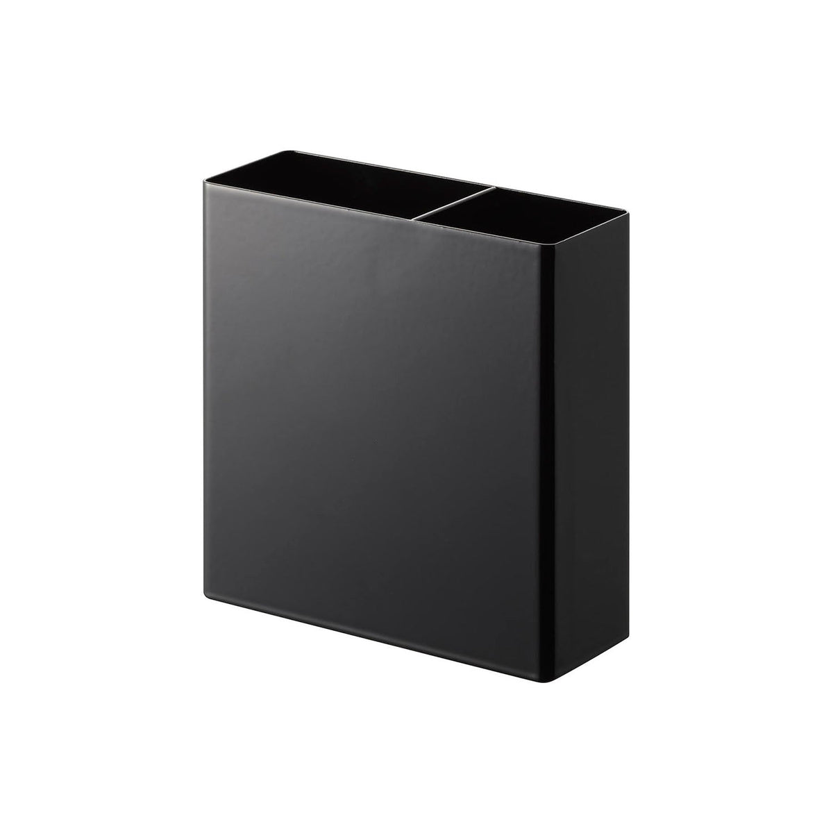Yamazaki Tower Film-Hook Kitchen Tool Holder, Two-Slot Holder That Sticks to a Kitchen Panel, Tile or Glass Refrigerator Door by Film Hook, Holds 2 kg, 13.5 x 5.5 x 14 cm and 490 g, White or Black