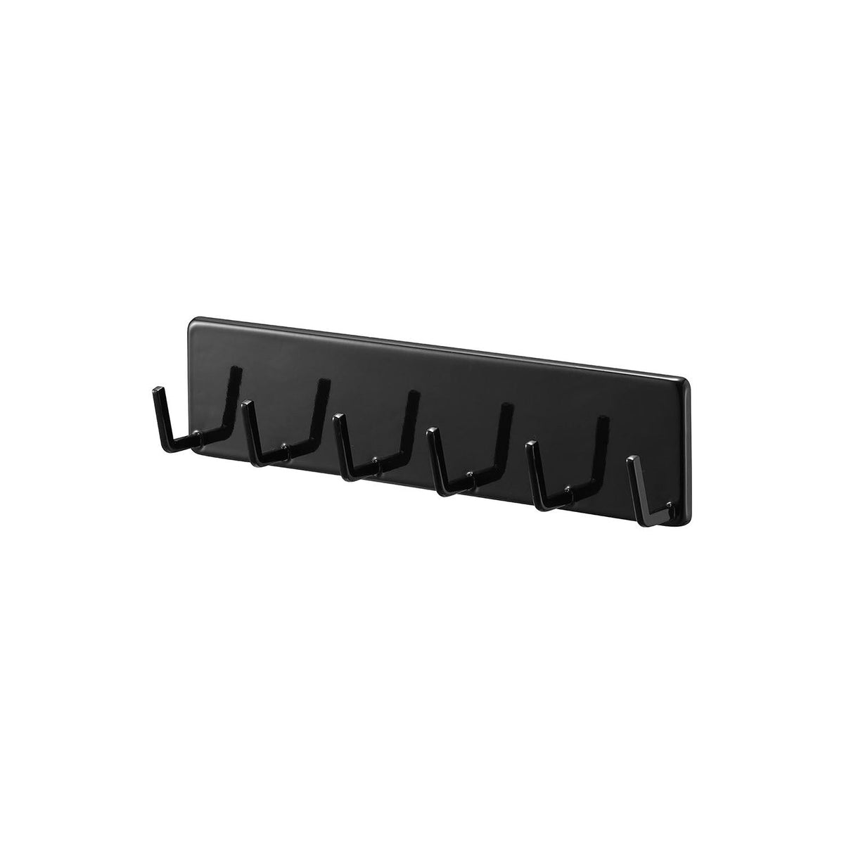 Yamazaki Tower Film-Hook Kitchen Tool Hooks 6, Six-Hook Bar That Sticks to a Kitchen Panel, Tile or Glass Refrigerator Door by Film Hook, Holds 500 g per hook, 25 x 4 x 6 cm and 205 g, White or Black