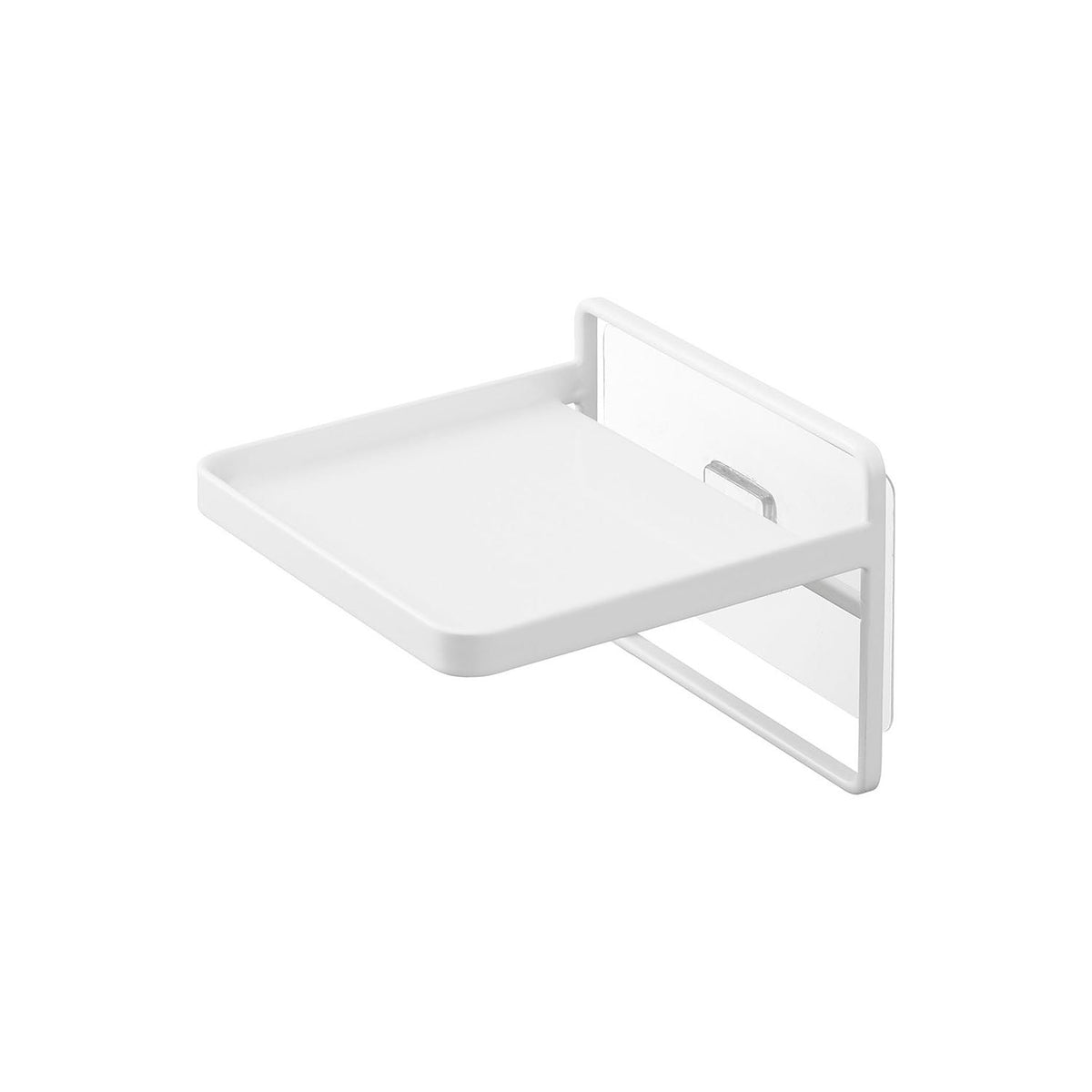 Yamazaki Tower Film-Hook Soap Dispenser Tray, Tray on a Film Hook That Floats a Soap Dispenser Bottle at the Height You Choose on a Wall, Keeps the Base Dry and Is Easy to Clean Around, Holds 1.5 kg, 10.2 x 10.2 x 8 cm and 160 g, White or Black