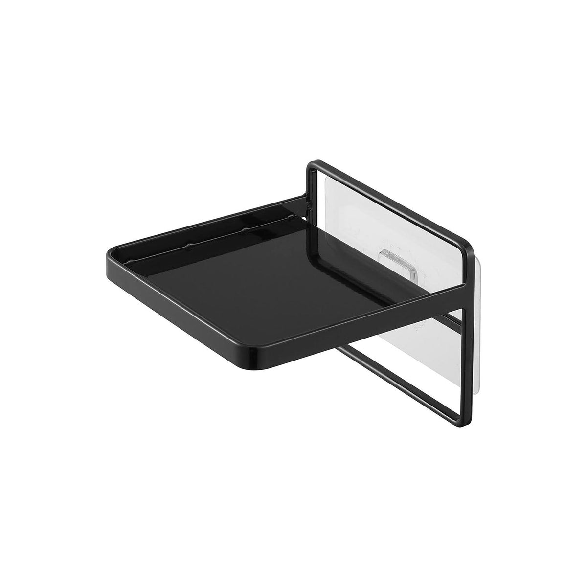 Yamazaki Tower Film-Hook Soap Dispenser Tray, Tray on a Film Hook That Floats a Soap Dispenser Bottle at the Height You Choose on a Wall, Keeps the Base Dry and Is Easy to Clean Around, Holds 1.5 kg, 10.2 x 10.2 x 8 cm and 160 g, White or Black