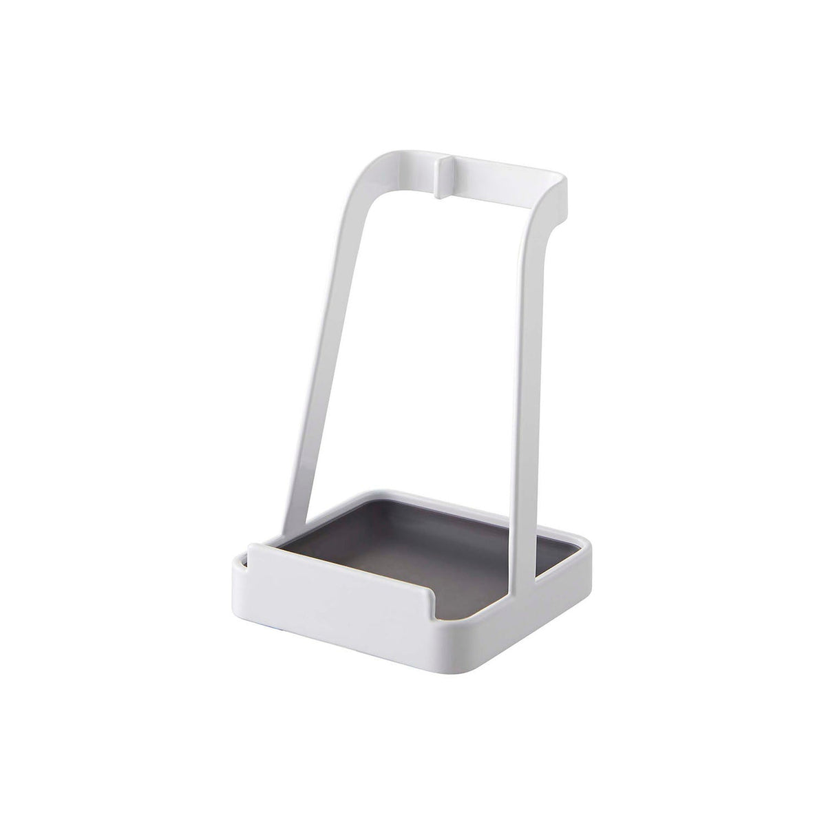 Yamazaki Tower Ladle and Pot Lid Stand, Small Stand to Rest a Pot Lid, Ladle or Chopsticks While Cooking, Tray Catches Drips, Also Props a Recipe Book or Tablet, Heat Safe to 160 C, 10 x 10 x 15 cm and 390 g, White or Black