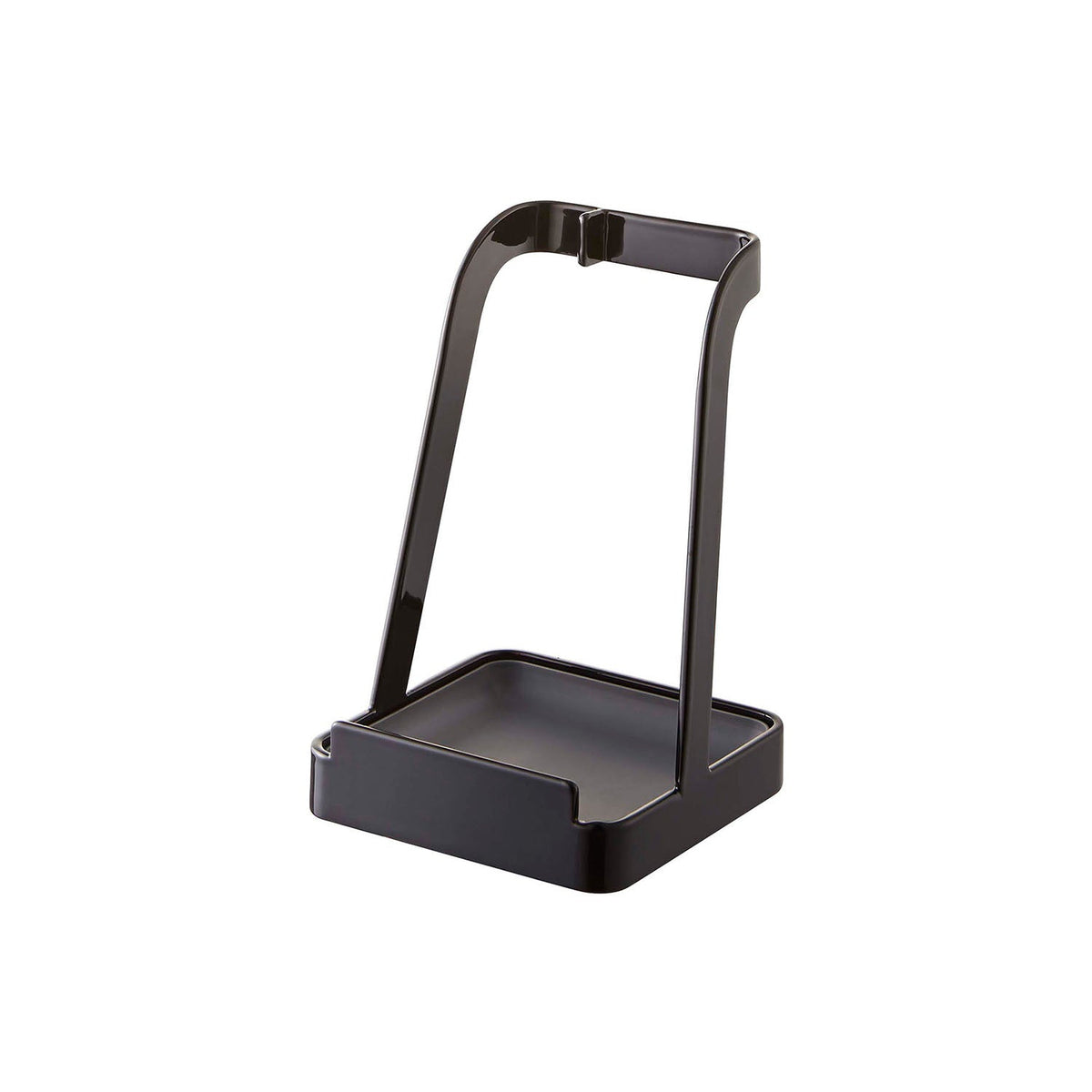 Yamazaki Tower Ladle and Pot Lid Stand, Small Stand to Rest a Pot Lid, Ladle or Chopsticks While Cooking, Tray Catches Drips, Also Props a Recipe Book or Tablet, Heat Safe to 160 C, 10 x 10 x 15 cm and 390 g, White or Black