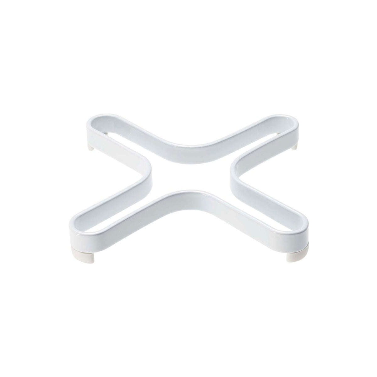 Yamazaki Tower Pot Rest, Simple Sturdy Steel Pot Rest That Holds 5 kg, Stands Upright to Save Space and Is Quick to Grab, Smart Enough for the Dining Table, Heat Safe to 240 C, 13.5 x 13.5 x 2 cm and 185 g, White or Black