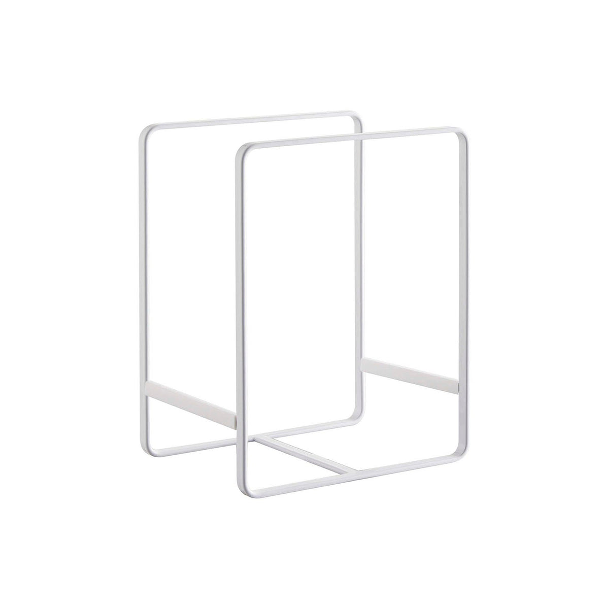 Yamazaki Tower Dish Rack L, Small Rack That Stands Plates 20 to 24 cm on Edge So They Slide In and Out Easily, Silicone Stoppers Stop Sliding, Use Several to Sort by Size, 11.5 x 16 x 20 cm and 275 g, White or Black