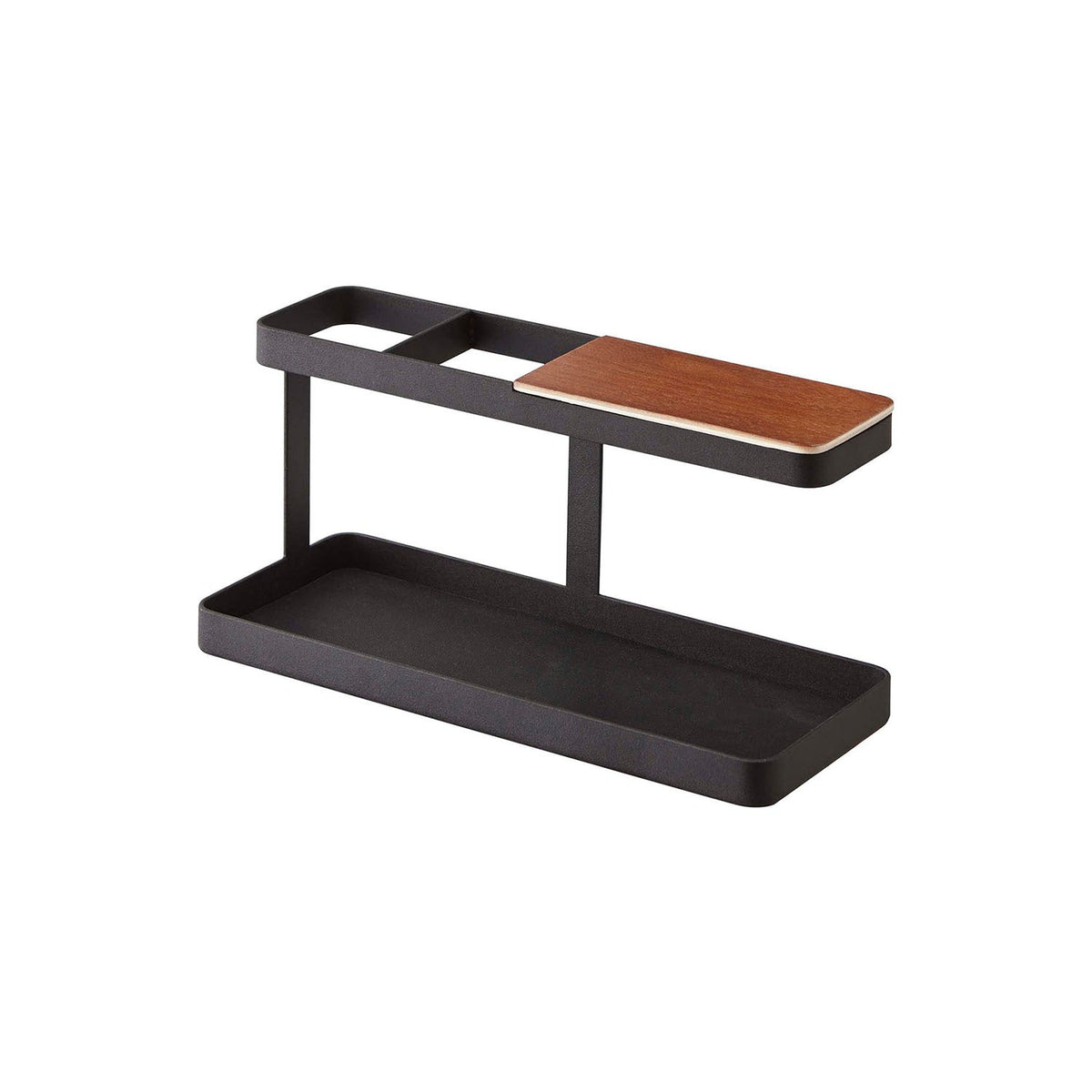 Yamazaki Tower Desk Bar, Desk Stand With a Bar for Watches and Bracelets and a Wooden Top for Keys and Small Items, Also Handy as a Living Room Remote Rack, 24.5 cm Wide, 24.5 x 9.7 x 11.3 cm and 620 g, White or Black
