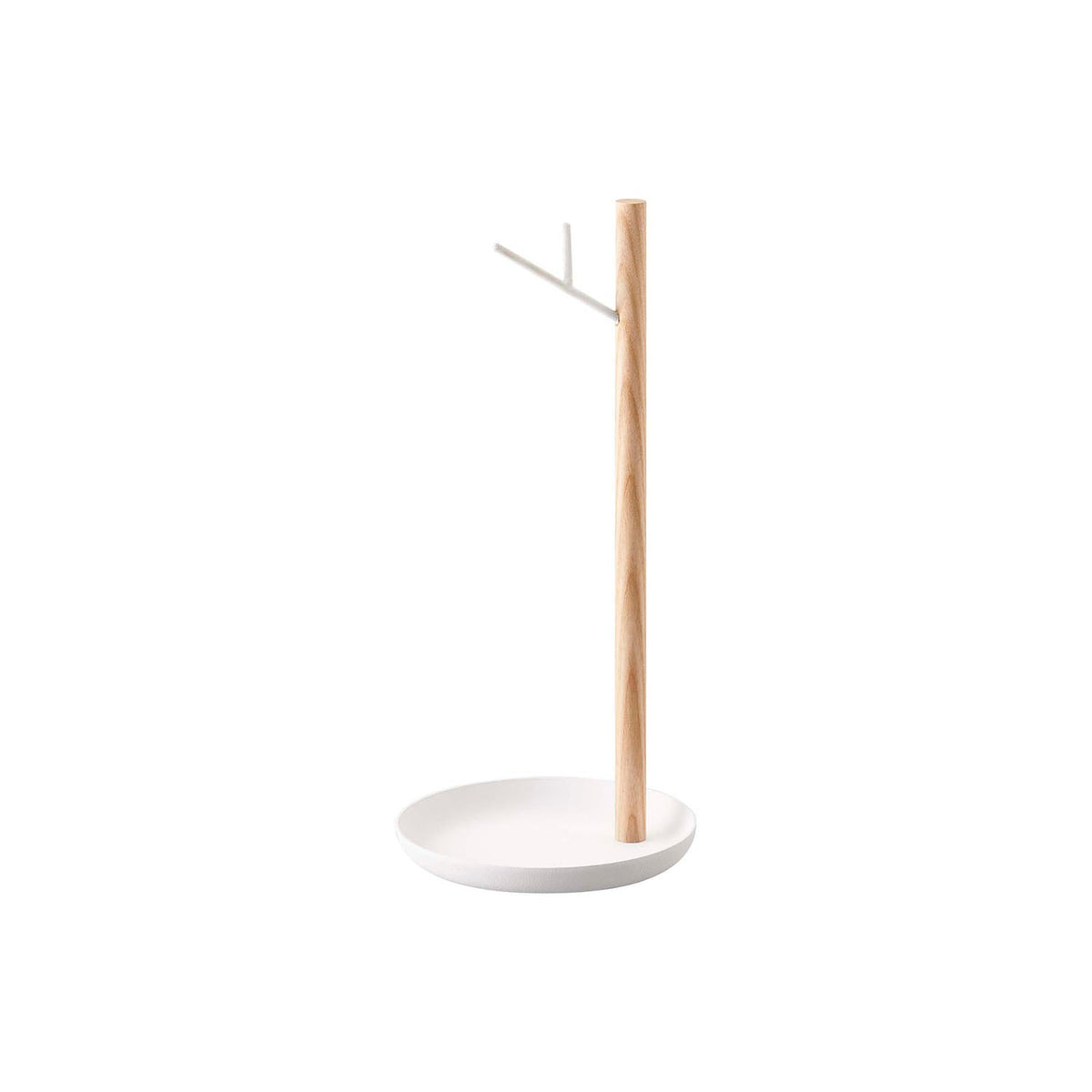 Yamazaki Tosca Banana Stand, Banana Stand With a Steel Hook and a Natural Wood Bar That Hangs a Bunch Off the Counter Instead of Laying It Down, 28 cm Tall, 13 x 13 x 28 cm and 180 g, White