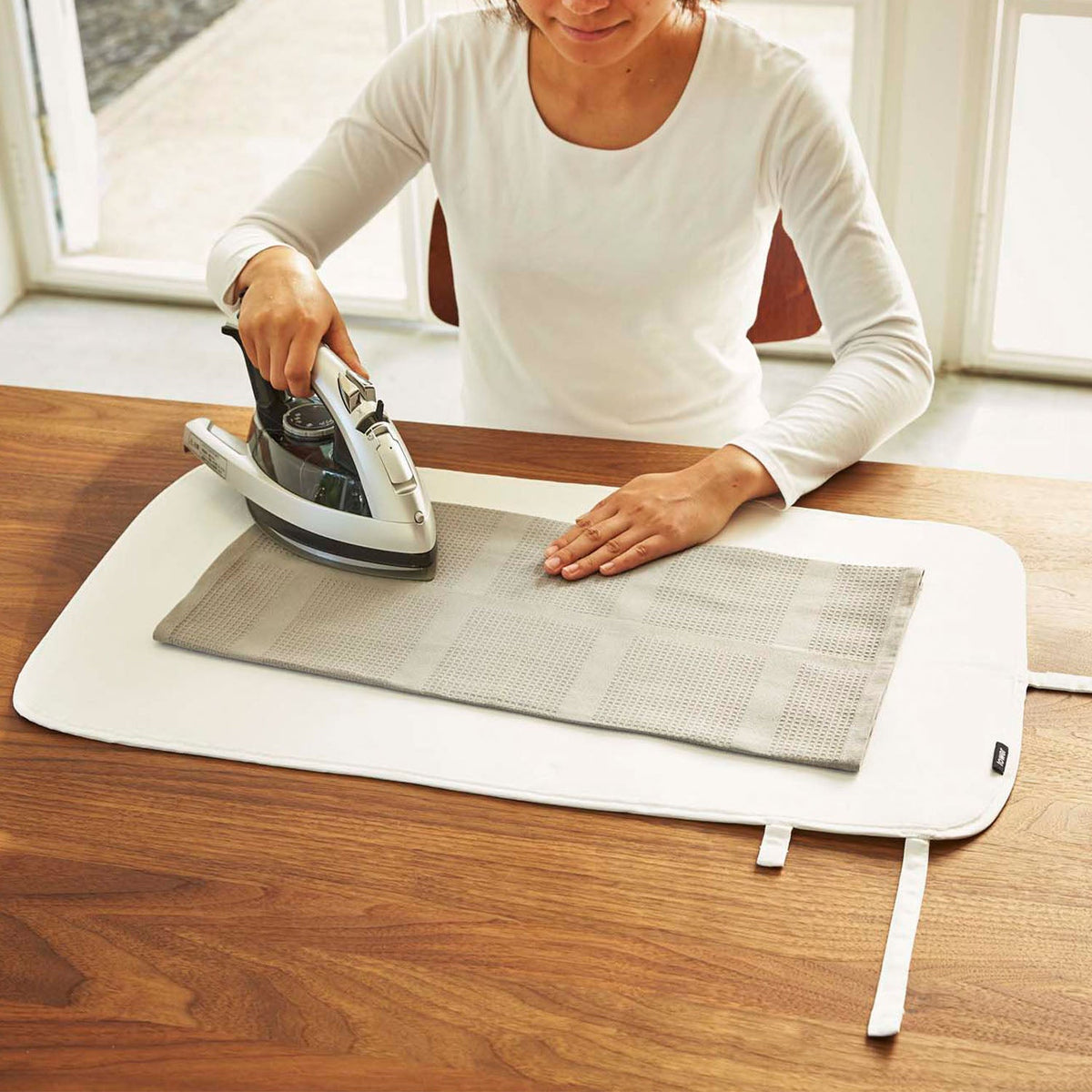 Yamazaki Tower Roll-Up Ironing Mat, Thin Light Ironing Mat That Spreads Out on Any Table in a Moment and Rolls Up to Hang on a Closet Hook, 72 x 40 cm, Easy to Carry, 72 x 40 cm open; 6 x 6 x 40 cm rolled and 110 g, White or Black