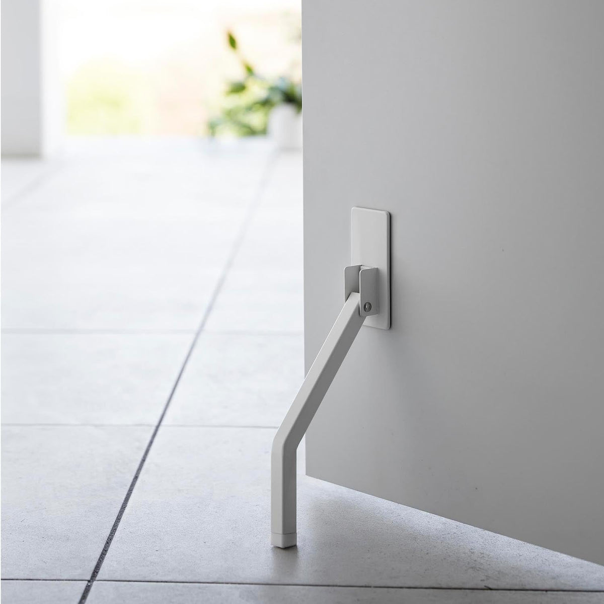 Yamazaki Smart Magnetic Folding Door Stopper, Long, Magnetic Foldable Door Stopper for Steel Doors that You Work with Your Foot, In use 4.5 x 8 x 28 cm; folded 4.5 x 5 x 22.5 cm and 190 g, White or Black