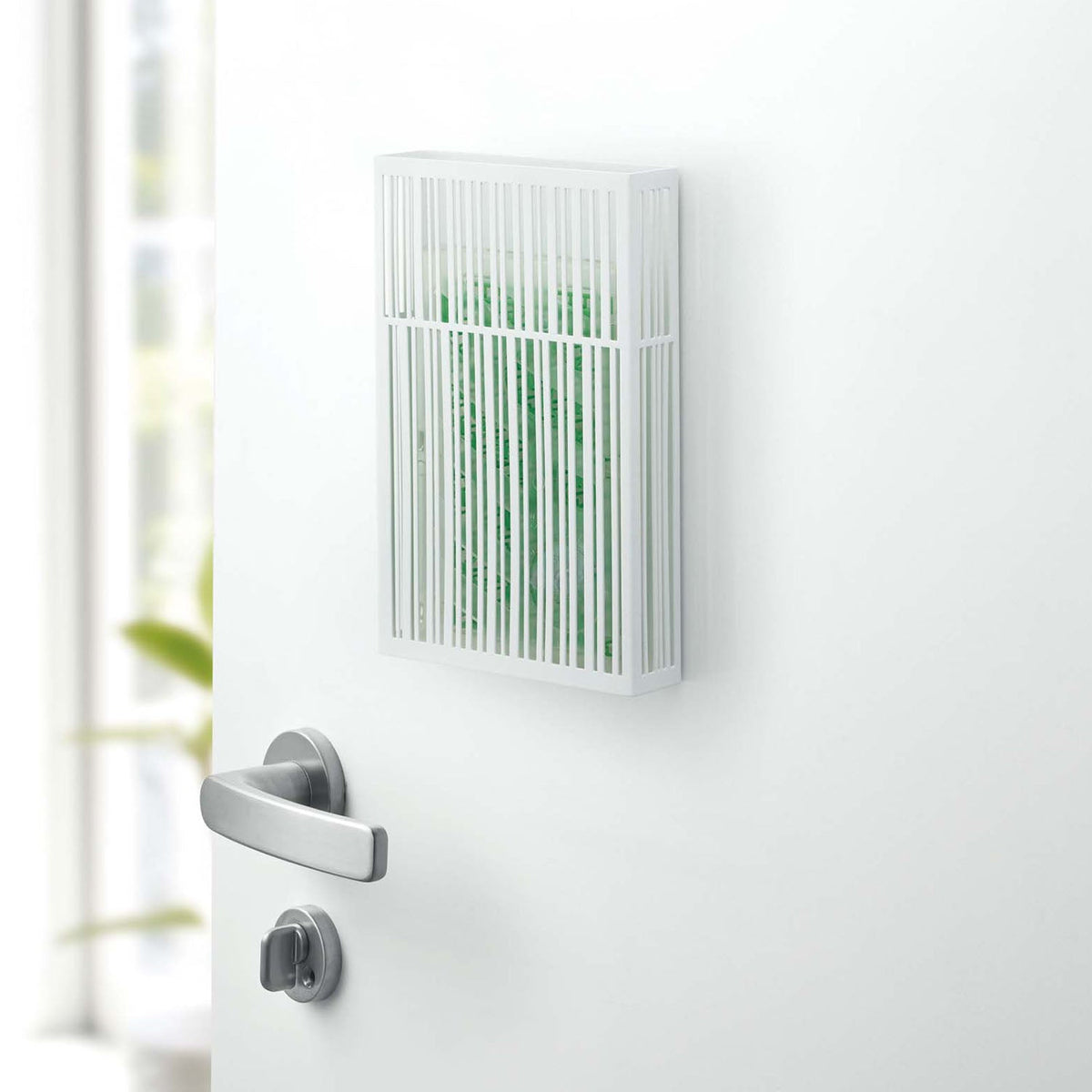 Yamazaki Tower Magnetic Insect Repellent Plate Cover, Slim Cover That Hides an Insect Repellent Plate and Sticks to a Steel Entry Door by Magnet or Hangs by String, Plates Up to 13.7 x 3.2 cm, Not Included, 14 x 3.5 x 22 cm and 380 g, White or Black
