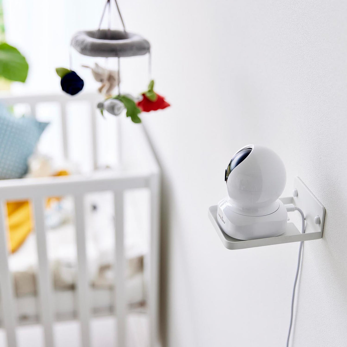 Yamazaki Tower Wall-Mounted Monitoring Camera Rack, Small Wall Rack That Floats a Home Monitoring Camera at the Spot You Choose, Plasterboard Pins Included, Suits Beside a Baby Cot or Pet Cage, 9 x 11.5 x 4 cm and 200 g, White or Black