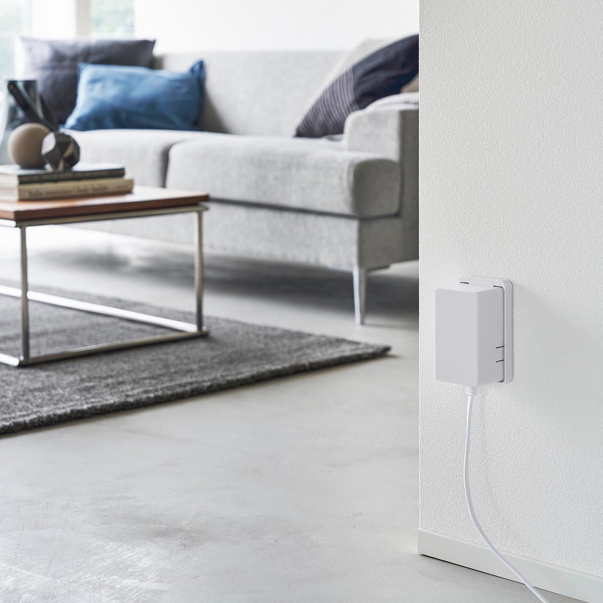 Yamazaki Smart Outlet Guard Smart, Full-Cover Outlet Guard for One to Three Socket Wall Outlets That Keeps Dust Out and Children and Pets Away From Plugs, Lockable, Screws and Tape Included, 7 x 6 x 12 cm and 65 g, White or Black