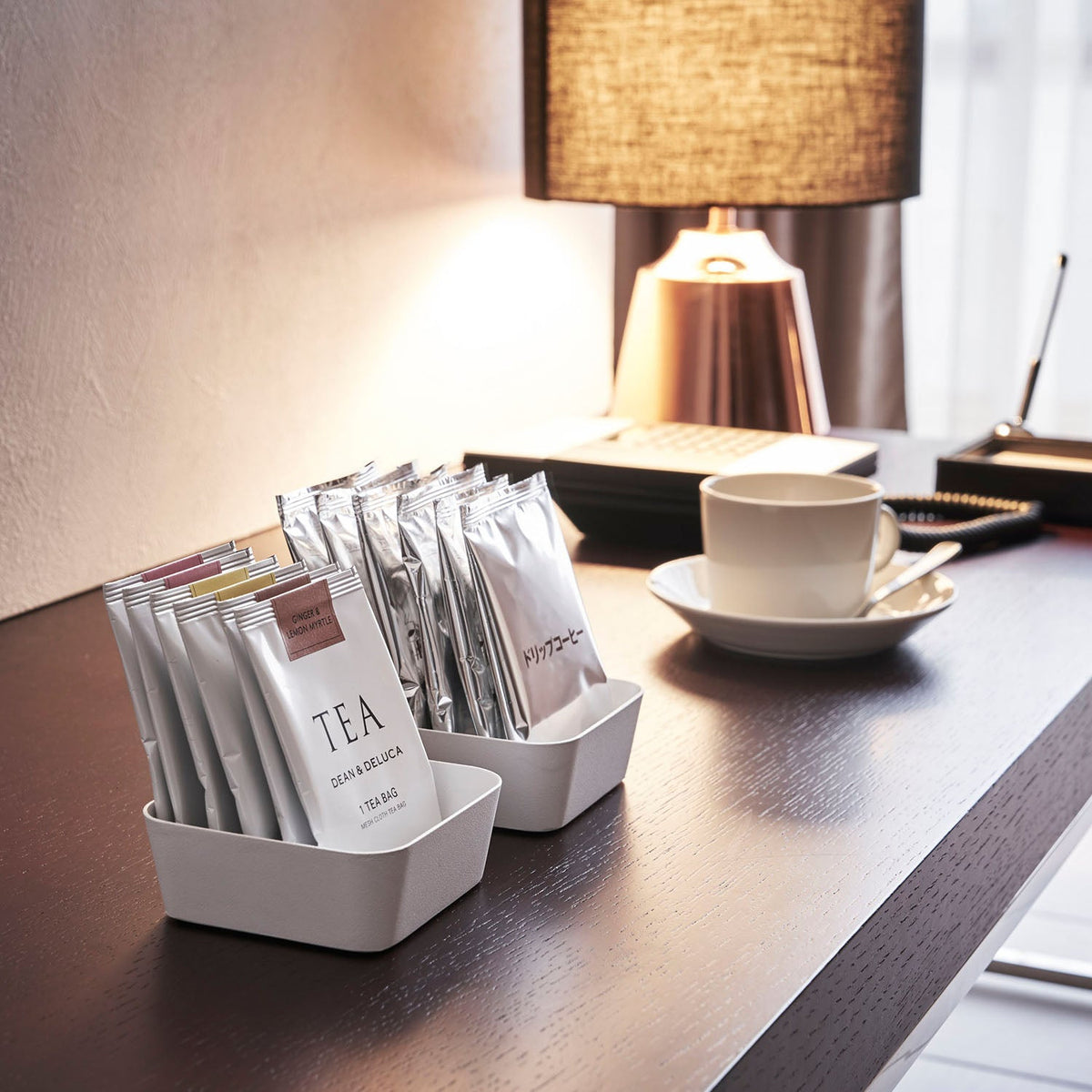 Yamazaki Tower Metal Tray S, Small Square Steel Tray for Tea Bags at the Table or Cotton and Swabs in the Washroom, 9 cm Square, Smart Look, 9 x 9 x 4 cm and 150 g, White or Black