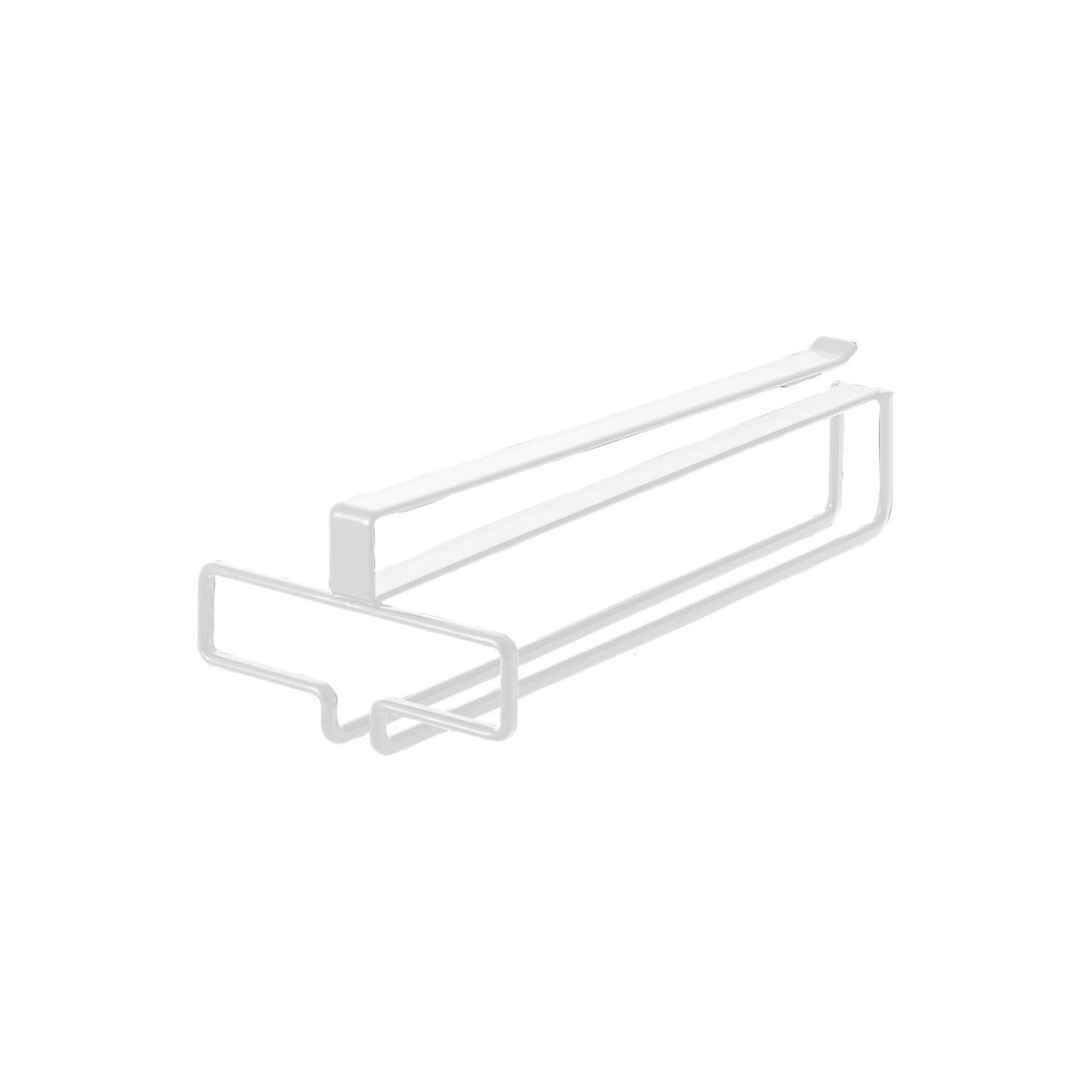 Yamazaki Tower Under-Cabinet Wine Glass Hanger, Rail That Slides Onto the Shelf of a Hanging Cabinet and Hangs One Row Wine or Champagne Glasses by the Stem, Guard Stops Them Falling, Holds 1 kg, 11 x 26 x 7 cm and 220 g, White or Black