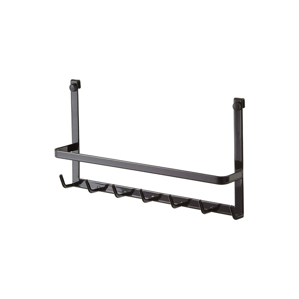 Yamazaki Tower Range Hood Hook, Hook Bar That Hangs on the Lip of a Range Hood and Gives Seven Hooks and a Bar for Kitchen Tools and Cloths, Holds 4 kg, Needs a Hood 34.5 cm Wide or More, 34.5 x 6 x 18 cm and 290 g, White or Black