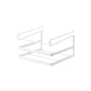 Yamazaki Tower Under-Cabinet Cutting Board and Cloth Hanger, Rack That Slides Onto a Wall Cabinet Shelf to Store Cutting Boards Under It and Hang Cloths on the Bars, Shelf 1.4 to 2 cm Thick, 1 kg Per Tier, 23 x 23.5 x 15.3 cm and 700 g, White