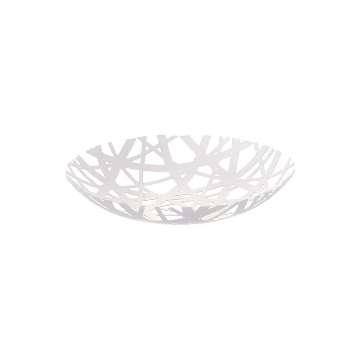 Yamazaki Tower Fruit Bowl, Shallow Steel Fruit Bowl With a Line Pattern That Casts Shadows on the Table, Looks Smart in a Modern Interior, 26 cm Wide, 26 x 26 x 4.5 cm and 300 g, White or Black