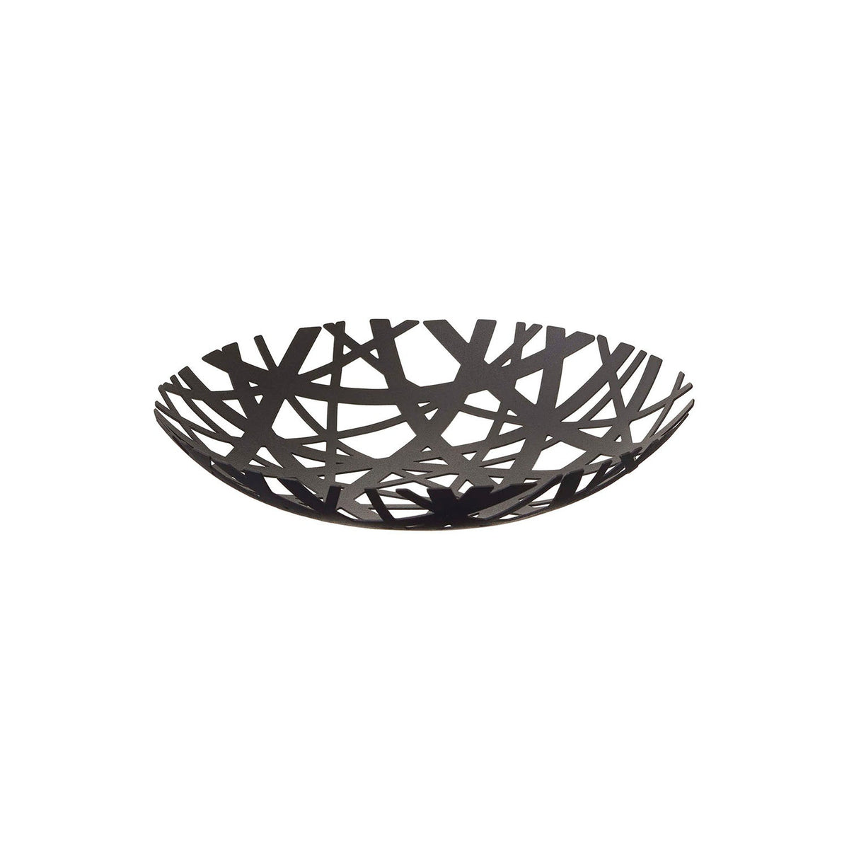 Yamazaki Tower Fruit Bowl, Shallow Steel Fruit Bowl With a Line Pattern That Casts Shadows on the Table, Looks Smart in a Modern Interior, 26 cm Wide, 26 x 26 x 4.5 cm and 300 g, White or Black