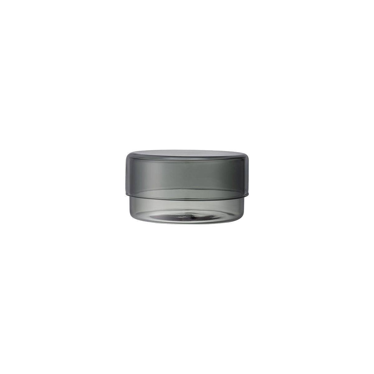 KINTO SCHALE Glass Case 100 x 55 mm Smoke, Smoke Heat-Resistant Glass Case 100 x 55 mm Holding 300 mL for Small Items or Snacks, Microwave and Dishwasher Safe, Made in China, 10 x 10 x 5.5 cm and 180 g, Smoke