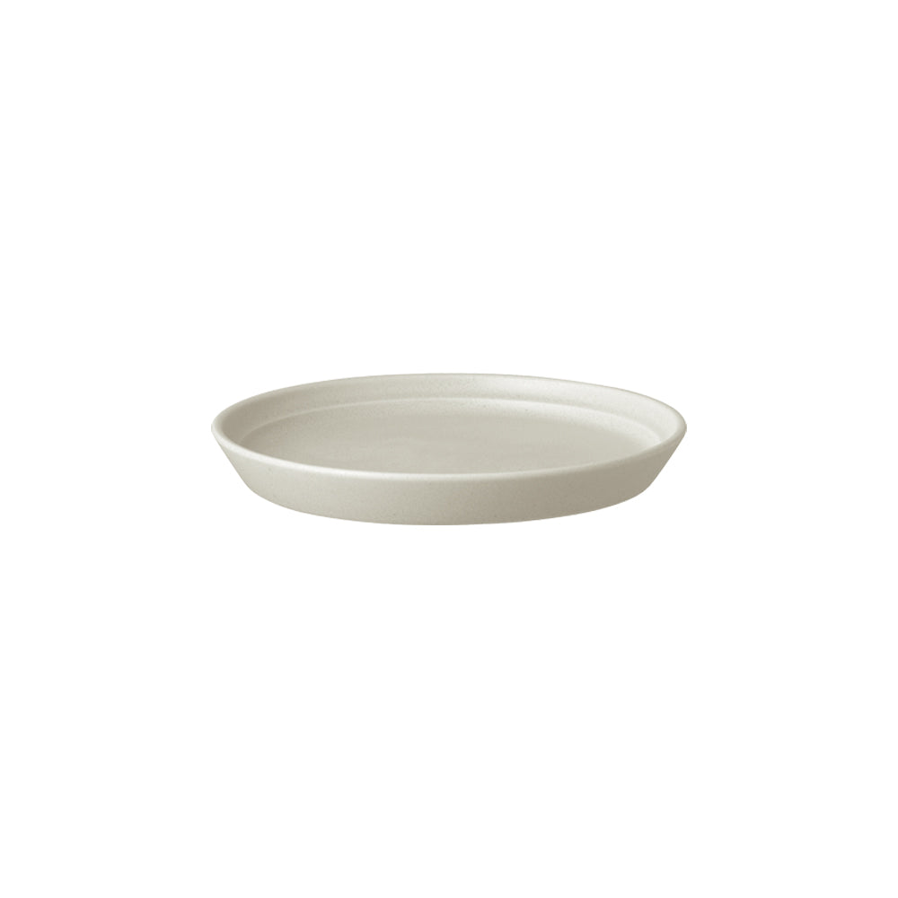 KINTO FOG Porcelain Plate 160 mm, FOG Porcelain Plate 160 mm in Ash White or Dark Grey, Microwave and dishwasher safe, Made in Japan, 16 x 16 x 2 cm and 260 g, Ash White or Dark Grey