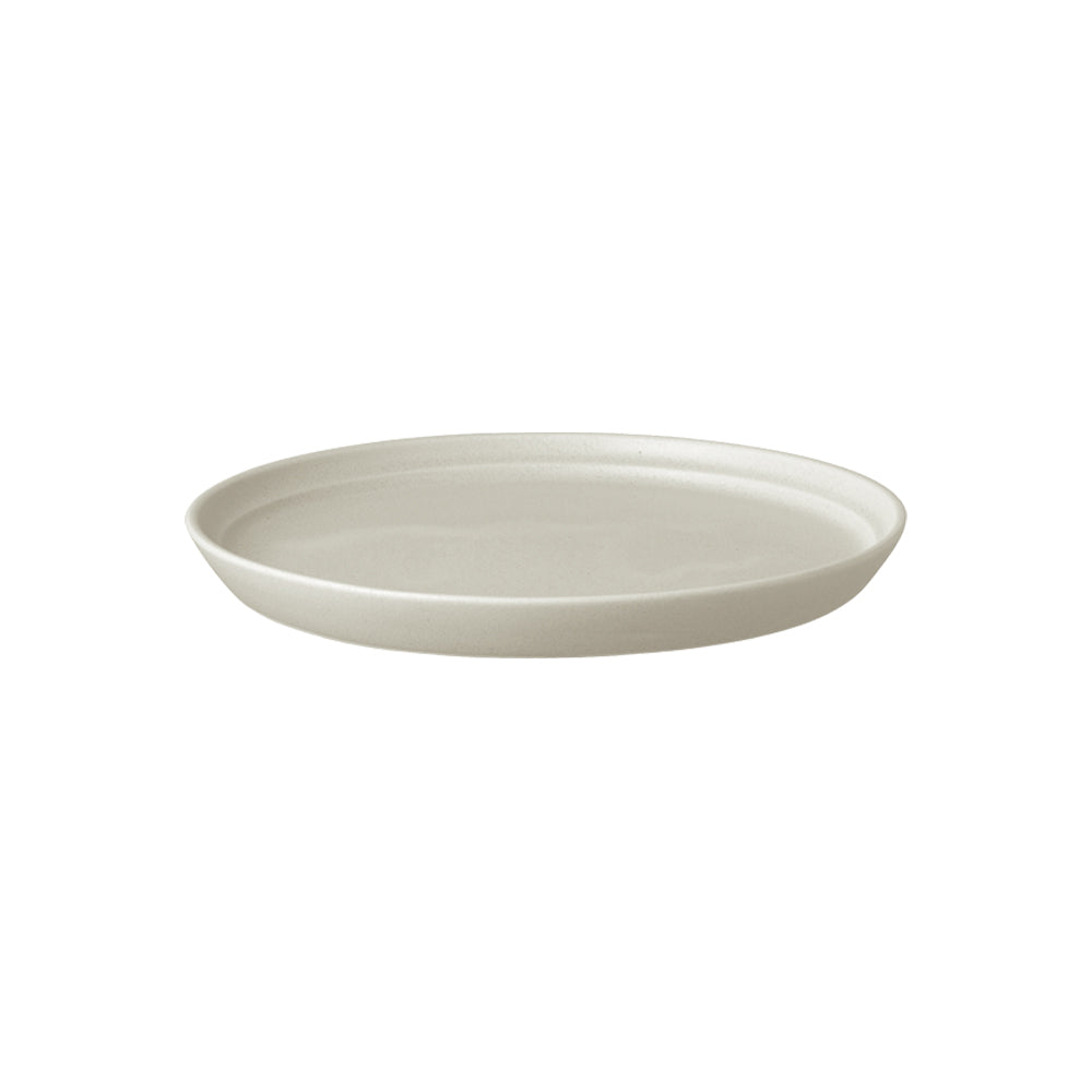 KINTO FOG Porcelain Plate 200 mm, FOG Porcelain Plate 200 mm in Ash White or Dark Grey, Microwave and dishwasher safe, Made in Japan, 20 x 20 x 2 cm and 420 g, Ash White or Dark Grey