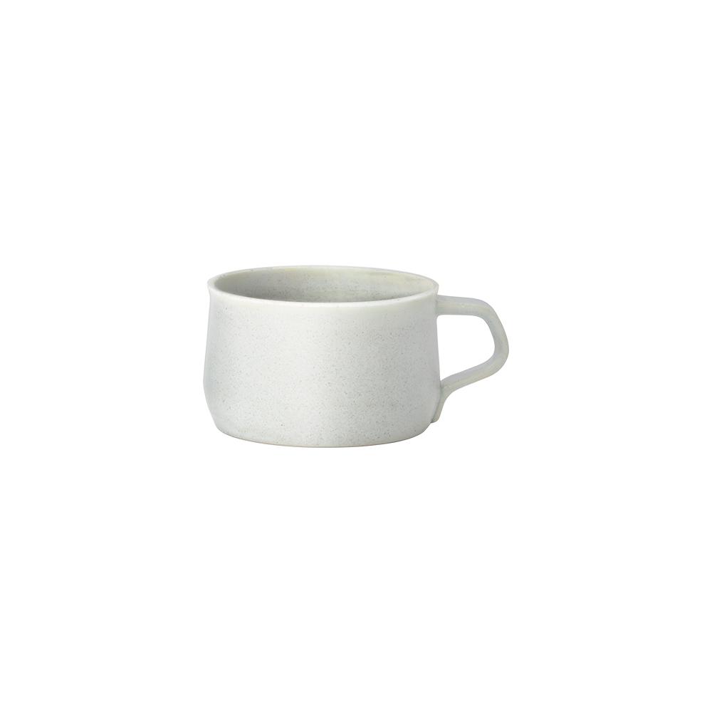 KINTO FOG Porcelain Wide Mug 130 mm, FOG Porcelain Wide Mug 130 mm in Ash White or Dark Grey Holding 320 mL, Microwave and dishwasher safe, Made in Japan, 13 x 10 x 6 cm and 270 g, Ash White or Dark Grey