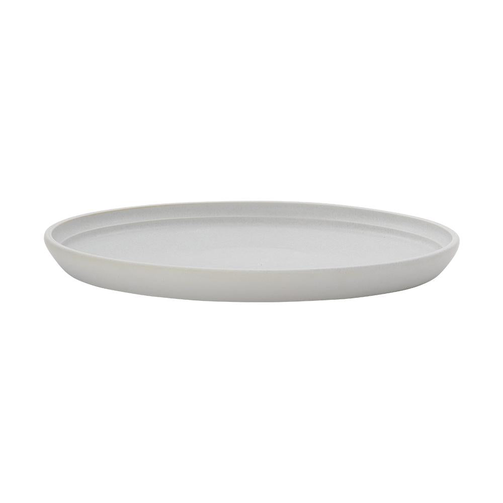 KINTO FOG Porcelain Plate 250 mm, FOG Porcelain Plate 250 mm in Ash White or Dark Grey, Microwave and dishwasher safe, Made in Japan, 25 x 25 x 2 cm and 610 g, Ash White or Dark Grey