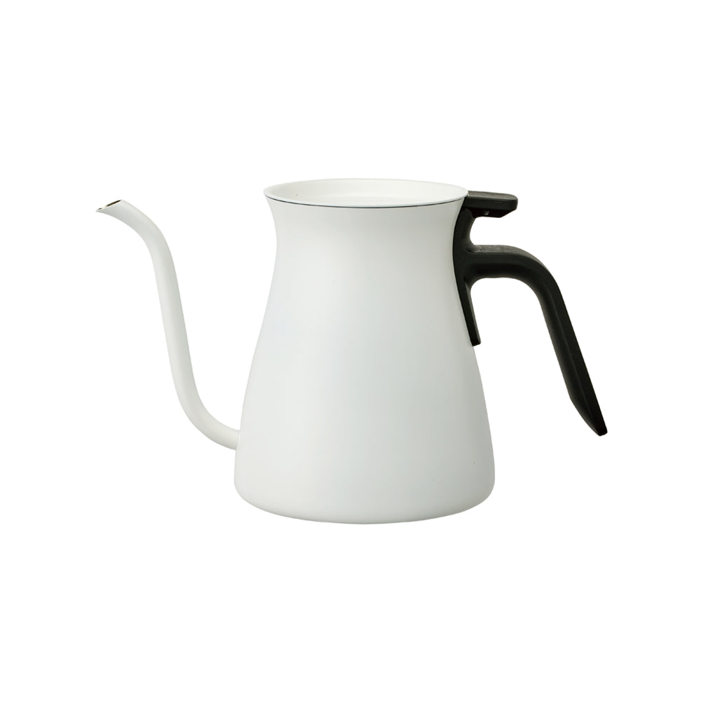 KINTO Pour-Over Kettle, Pour-Over Kettle 900 mL in White for Pour-Over Coffee, Gooseneck Spout, Direct Flame Not Induction, Dishwasher Safe, Made in China, 22.5 x 11.6 x 13.5 cm and 430 g, White