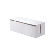 Yamazaki Web Cable Box for a 7-Outlet Power Strip, Large, Large Flame-Retardant Cable Box that Hides a 7-Outlet Power Strip and Cables, with Side Vents for Heat, 40 x 15.5 x 14.5 cm and 950 g, White or Brown