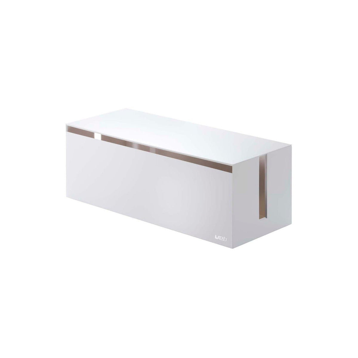 Yamazaki Web Cable Box for a 7-Outlet Power Strip, Large, Large Flame-Retardant Cable Box that Hides a 7-Outlet Power Strip and Cables, with Side Vents for Heat, 40 x 15.5 x 14.5 cm and 950 g, White or Brown