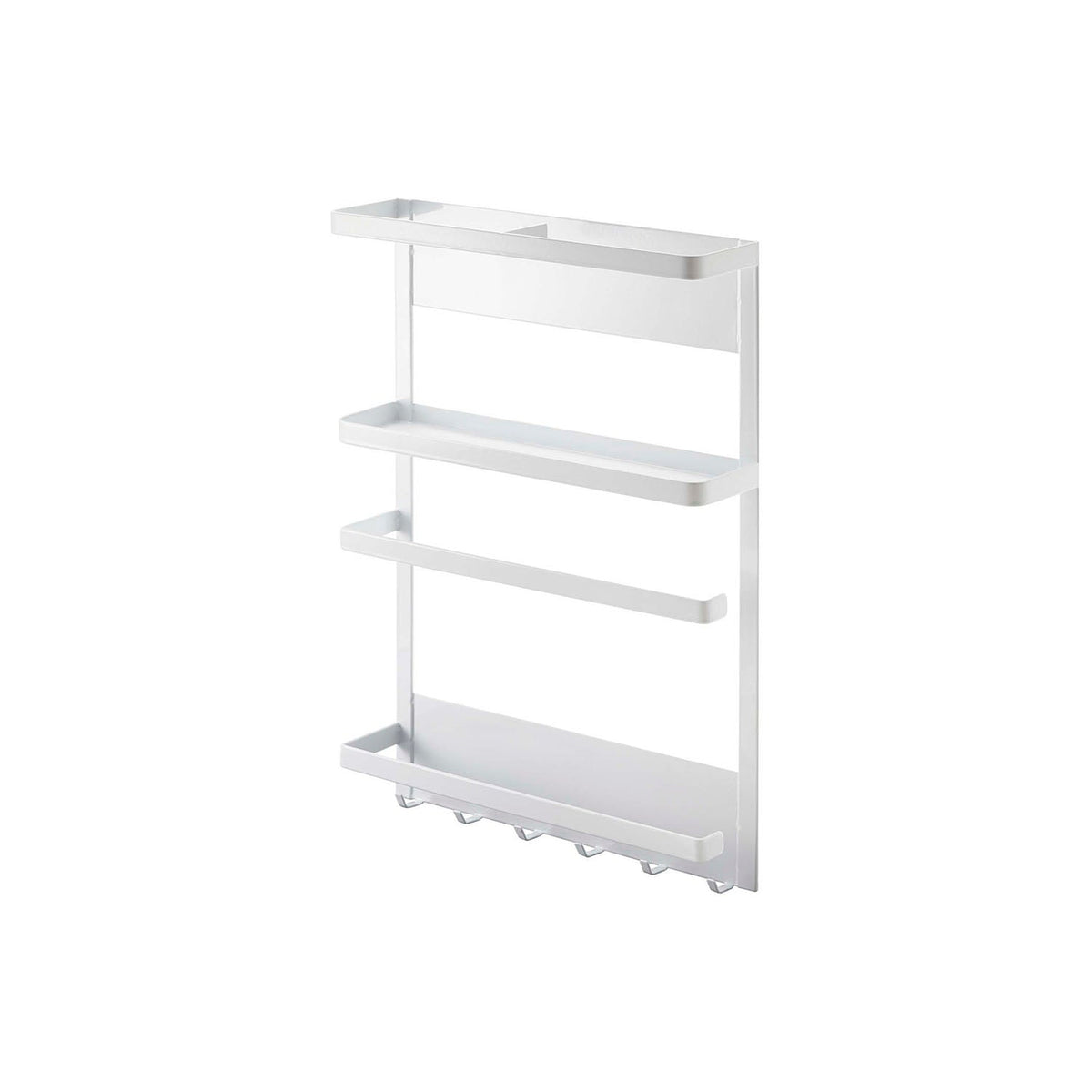 Yamazaki Tower Magnetic Refrigerator Side Rack, Rack That Sticks to a Refrigerator Side or Steel Kitchen Panel by Strong Magnet, Holds 4 kg, 24.5 x 6.5 x 34 cm and 890 g, White or Black