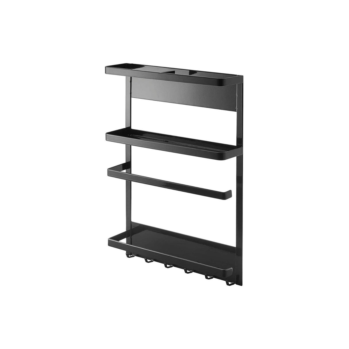 Yamazaki Tower Magnetic Refrigerator Side Rack, Rack That Sticks to a Refrigerator Side or Steel Kitchen Panel by Strong Magnet, Holds 4 kg, 24.5 x 6.5 x 34 cm and 890 g, White or Black