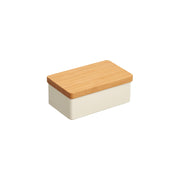 KINTO TAKU Porcelain Butter Case 145 mm, TAKU Porcelain Butter Case 145 mm in White or Black Holding 330 mL, Case microwave and dishwasher safe, Made in Japan and China (bamboo lid), 14.5 x 8.5 x 6 cm and 420 g, White or Black