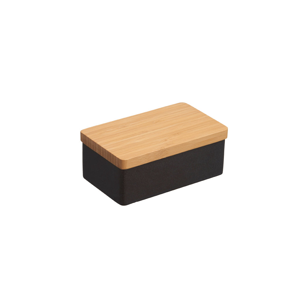 KINTO TAKU Porcelain Butter Case 145 mm, TAKU Porcelain Butter Case 145 mm in White or Black Holding 330 mL, Case microwave and dishwasher safe, Made in Japan and China (bamboo lid), 14.5 x 8.5 x 6 cm and 420 g, White or Black