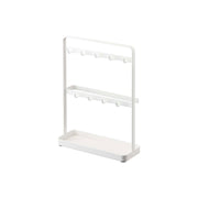 Yamazaki Smart Key Hook Stand, Counter Stand with Nine Hooks and a Rubber-Matted Tray for Keys, Seals and Postcards, 20 x 7.5 x 27 cm and 570 g, White or Black