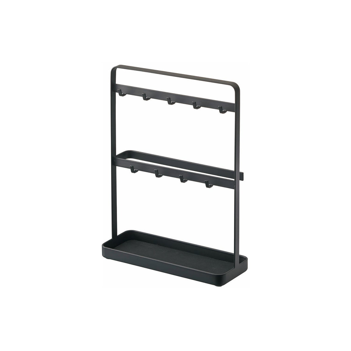 Yamazaki Smart Key Hook Stand, Counter Stand with Nine Hooks and a Rubber-Matted Tray for Keys, Seals and Postcards, 20 x 7.5 x 27 cm and 570 g, White or Black