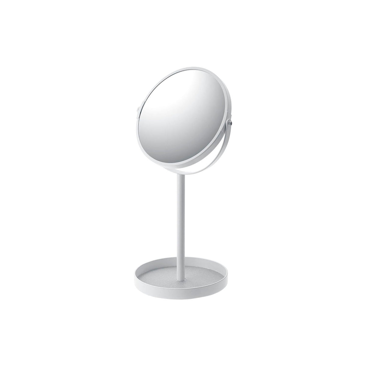 Tower Stand Mirror and Tray, 17.5 x 14 x 33 cm, about 500 g, 15 cm 2 mm Glass Mirror Flat and Magnifying, Felt Tray, White or Black