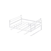 Yamazaki Tower Under-Cabinet Multi-Function Rack, Rack That Hooks Onto a Hanging Cabinet and Gathers Wrap, Trays, Cloths and Kitchen Paper With Three Hangers and Five Hooks, Cabinet Shelf 1.4 to 2.5 cm Thick, 30.5 x 26 x 16 cm and 1100 g, White or Black