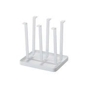 Yamazaki Tower Slim Glass Stand, Slim Stand That Dries 4 to 6 Glasses Upside Down on Silicone-Capped Posts Over a Water Tray, Also Stands Boards and Pot Lids, Glasses up to 7 cm Across, 16 x 13 x 17 cm and 510 g, White or Black