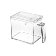 Yamazaki Tower Seasoning Stocker L 650 mL, Square 650 mL Seasoning Stocker That Sits Neatly, Opens With One Hand and Levels a 5 mL Teaspoon, Sorting Sticker Included, Heat Safe to 80 C, 9 x 15 x 11 cm and 220 g, White or Black