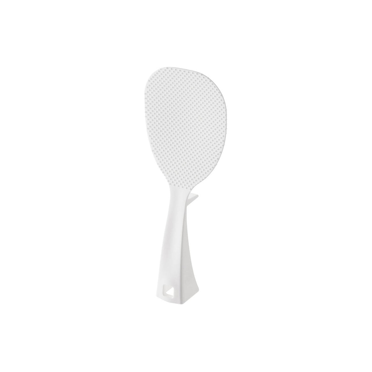 Yamazaki Tower Standing Rice Paddle, Rice Paddle That Stands Up Stable and Lifts Its Tip Off the Counter When Laid Down, Embossed Face, Dishwasher Safe, Heat Safe to 160 C, 8 x 3.5 x 20 cm and 40 g, White or Black