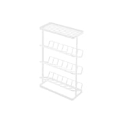 Yamazaki Tower Bath Bottle Rack, Slim Rack That Stores Nine Bath Dispenser Bottles on Sloped Shelves So They Come Out Easily and Do Not Go Slimy, Two Hooks Included, Holds 3 kg Per Shelf, 28 x 13 x 44 cm and 1700 g, White or Black